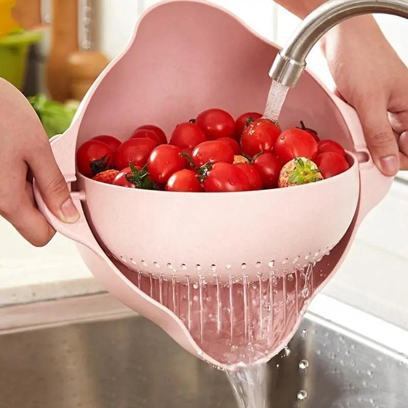 2-in-1 Draining Bowl with Basket – Multi-Purpose Strainer & Washing Bowl for Kitchen Use