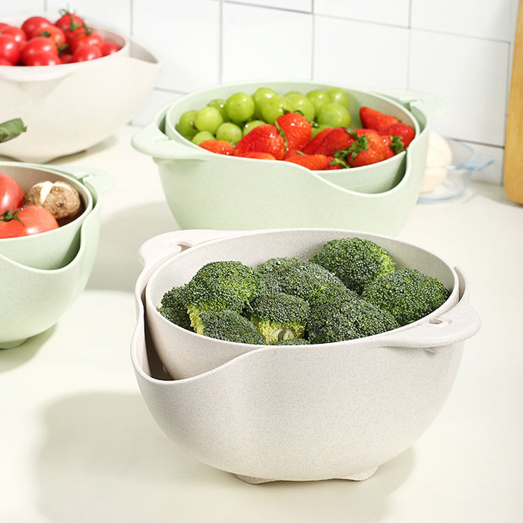2-in-1 Draining Bowl with Basket – Multi-Purpose Strainer & Washing Bowl for Kitchen Use