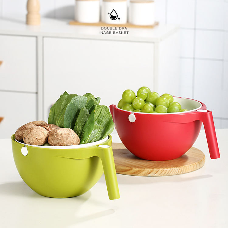 2-in-1 Draining Bowl with Basket – Multi-Purpose Strainer & Washing Bowl for Kitchen Use