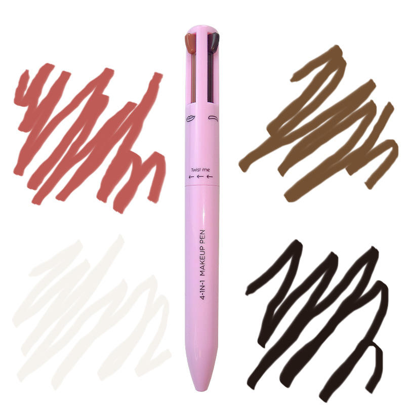 4-in-1 Eyebrow Pencil, Lip Liner, Highlighter & Eyeliner Pen – Waterproof, Long-Lasting Makeup Tool for Easy Beauty