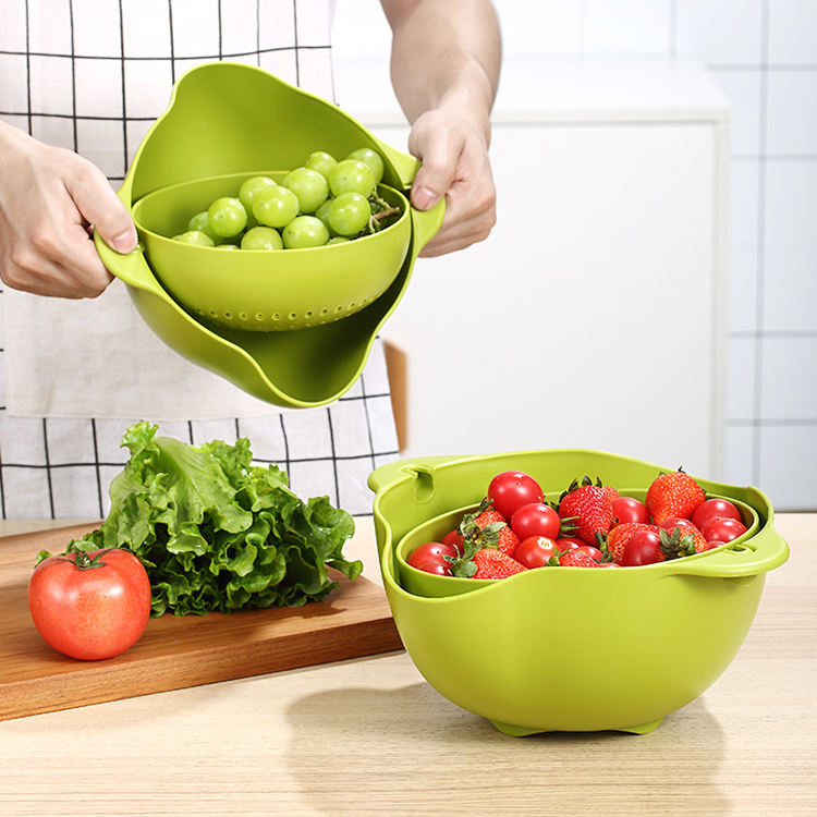 2-in-1 Draining Bowl with Basket – Multi-Purpose Strainer & Washing Bowl for Kitchen Use