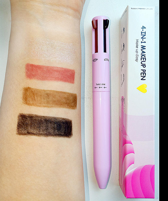 4-in-1 Eyebrow Pencil, Lip Liner, Highlighter & Eyeliner Pen – Waterproof, Long-Lasting Makeup Tool for Easy Beauty