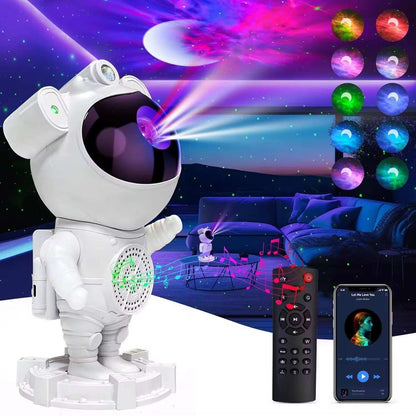 Astronaut Starry Sky Projector – Mini Spaceman LED Galaxy Night Light, Bedroom Decorative Atmosphere Lamp with Star Projection