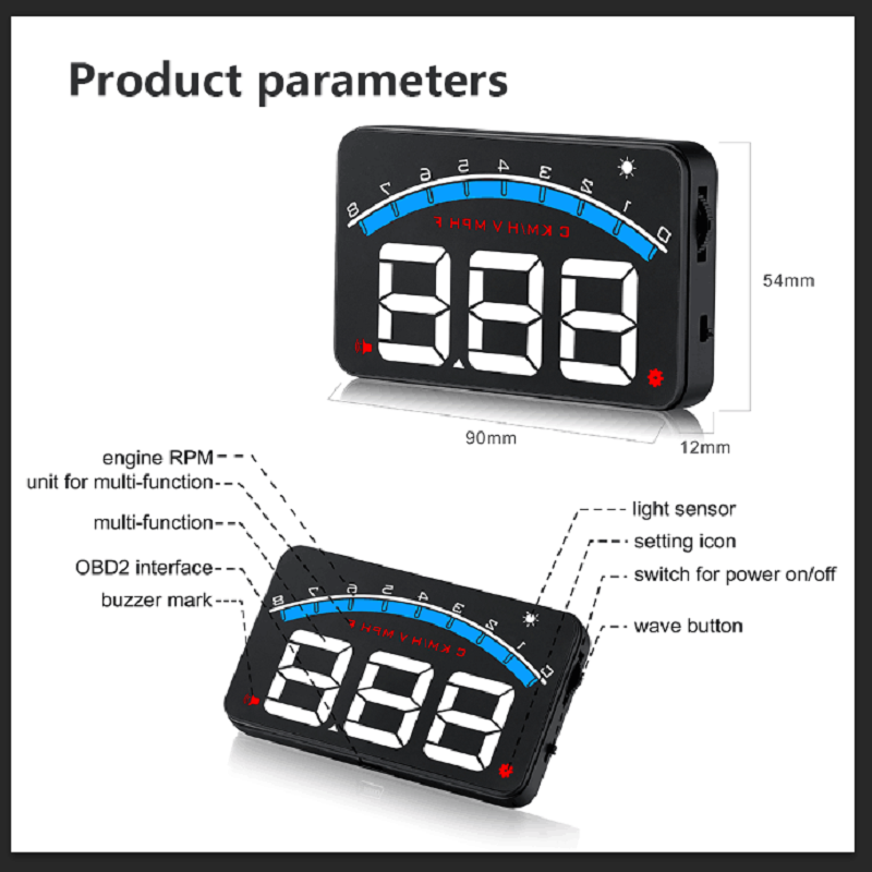 Car HUD Head Up Display – Windshield Projector for Speed, Fuel Consumption, Voltage & Driving Safety