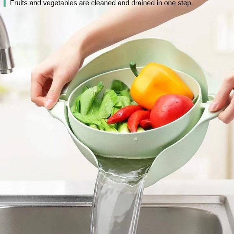 2-in-1 Draining Bowl with Basket – Multi-Purpose Strainer & Washing Bowl for Kitchen Use