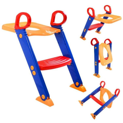 Foldable Potty Training Seat with Ladder – Toddler Toilet Seat with Steps & Gripper Handles for Safety and Stability