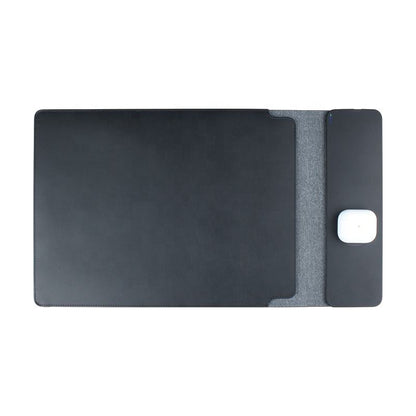 4-in-1 PU Leather Laptop Sleeve – 15W Wireless Charging, Magnetic Waterproof Case for MacBook, Phone & Earbuds