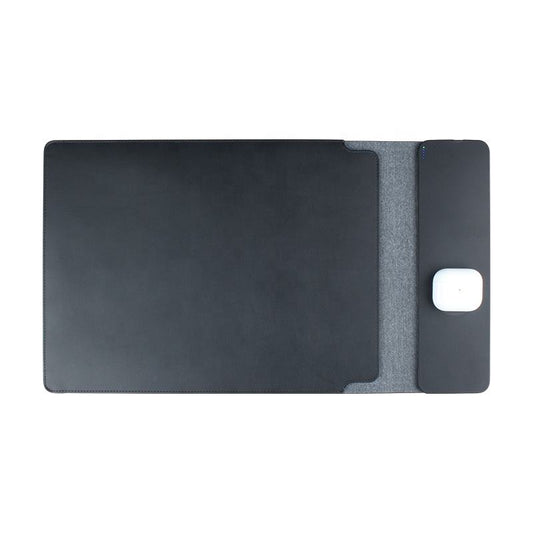 4-in-1 PU Leather Laptop Sleeve – 15W Wireless Charging, Magnetic Waterproof Case for MacBook, Phone & Earbuds