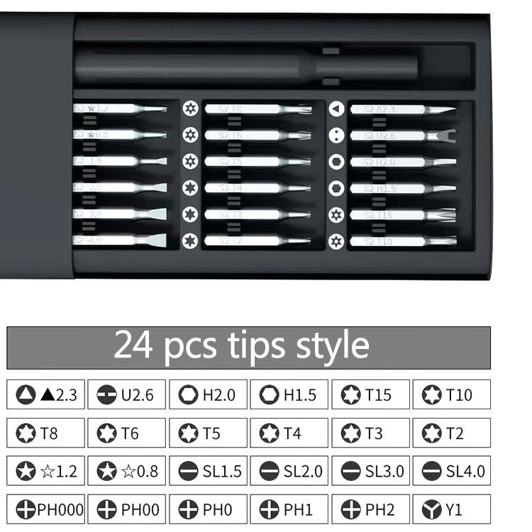 24-in-1 Universal Magnetic Screwdriver Bit Set – Multi-Function S2 Steel Pocket Hardware Tool Kit with Precision Tools