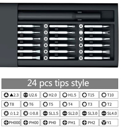 24-in-1 Universal Magnetic Screwdriver Bit Set – Multi-Function S2 Steel Pocket Hardware Tool Kit with Precision Tools