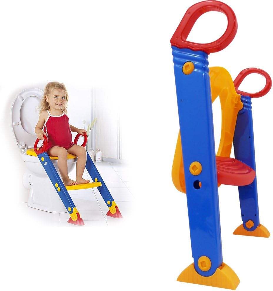 Foldable Potty Training Seat with Ladder – Toddler Toilet Seat with Steps & Gripper Handles for Safety and Stability