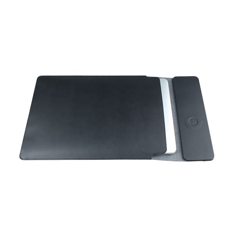 4-in-1 PU Leather Laptop Sleeve – 15W Wireless Charging, Magnetic Waterproof Case for MacBook, Phone & Earbuds