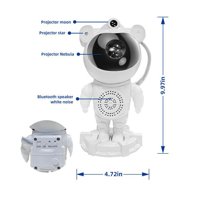 Astronaut Starry Sky Projector – Mini Spaceman LED Galaxy Night Light, Bedroom Decorative Atmosphere Lamp with Star Projection
